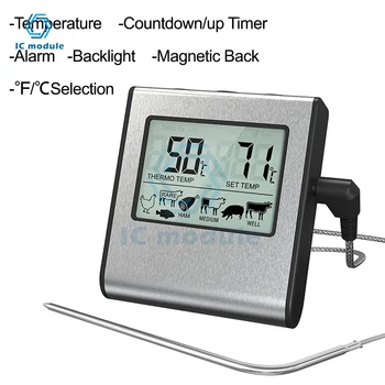 Цифровой Шеф-повар Термометр для выпечки Гриль Термометр для духовки Преобразование ° C/ ° F ЖК-дисплей Кухонный Термометр для мяса барбекю