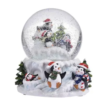 Снежный шар с пингвином, Персонализированный снежный шар для дома, музыкальная шкатулка из смолы, Хрустальный шар, стеклянные фонари, поделки, украшение рабочего стола