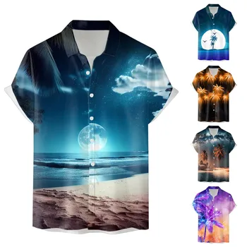 Роскошная летняя мужская рубашка, модная гавайская рубашка с пляжным принтом с коротким рукавом, повседневные топы, блузки, элегантные camisa hawaiana hombre