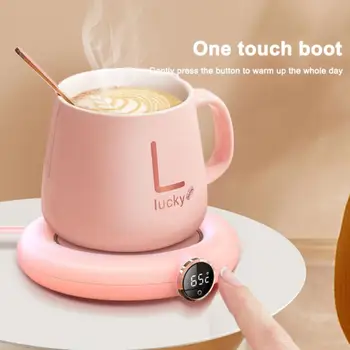 USB-подогреватель для чашек, 3 уровня, Портативная подставка для подогрева кофейных кружек, Умный цифровой дисплей, Термостатическая регулировка Времени, Подогреватель чая с молоком