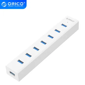ORICO 7-Портовый USB 3,0 КОНЦЕНТРАТОР EU Plug С Адаптером Питания 5 В SuperSpeed USB3.0 5 Гбит/с Для ПК Windows Macbook Компьютерные Аксессуары