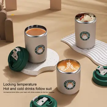 Термокружка для офисного работника, защищающая от ожогов, портативная термокружка для питья кофе с крышкой, двухслойная термос для школы