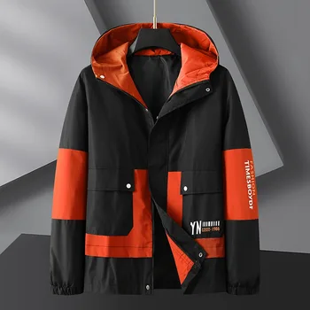 Большие размеры 9XL 10XL, осенне-зимние мужские куртки с капюшоном, роскошные повседневные модные мужские пальто на молнии в стиле пэчворк с длинным рукавом