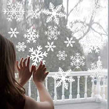 2023 Рождественские наклейки в виде белой снежинки на стену, наклейка на стеклянное окно, Веселые Рождественские украшения для дома, Новогодний подарок Navidad