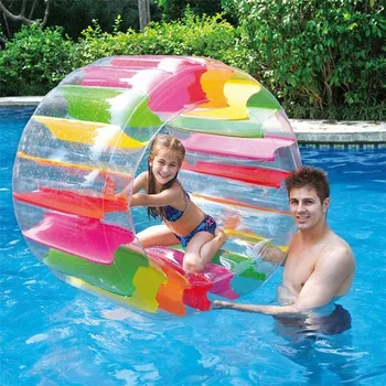 Цветное надувное водяное колесо, роликовый поплавок 2023, Гигантский катящийся шар, игрушки для бассейна для мальчиков и девочек, Надувной бассейн