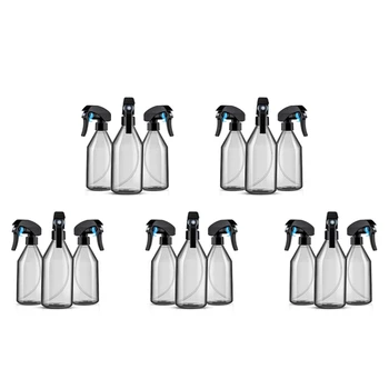 Пластиковые бутылочки-распылители для чистящих средств, многоразовый пустой контейнер 10 унций с прочным черным распылителем Trigger, 15 упаковок