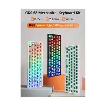 GKS68 Портативный комплект механической клавиатуры с горячей заменой RGB, игровая клавиатура, 68 клавиш, проводной кабель, вал для горячей замены, A