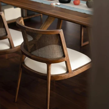 Деревянные гостиничные обеденные стулья, Комфортные обеденные стулья в скандинавском стиле из ротанга, Простые Одноместные Muebles, мебель для салона Hogar B1