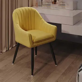 Дизайнерские современные обеденные стулья для макияжа, удобные уникальные одноместные стулья, модные желтые ленивые салонные предметы первой необходимости для дома
