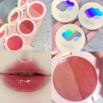 2-цветная Розово-красная консервированная помада для губ Стойкая, не легко выцветающая Глазурь для губ Блеск для губ Водостойкая Корейская женская косметика для макияжа