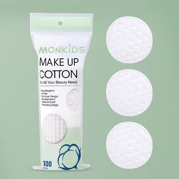 100 шт. круглых ватных дисков, очищающих салфеток для лица, многоразовых прокладок для снятия макияжа
