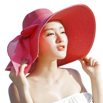 2/3 Складывающаяся солнцезащитная шляпа для женщин - стильная и солнцезащитная, с бантом, легко надевается.