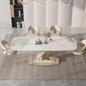 Обеденный Стол из Нержавеющей Стали Золотой Стол Обеденные Столы 4 6 Стульев Маникюр Mesa De Cocina Мебель для дома