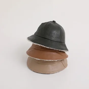 Детские шляпы-ведерки Pudcoco, широкополая шляпа из искусственной кожи, теплая детская зимняя шапка для девочек и мальчиков от 1 до 2 лет