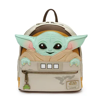 Детский рюкзак Disney Yoda для малышей, Мандалорианский школьный рюкзак для путешествий из искусственной кожи, женский плюшевый рюкзак с аниме для девочек, детский подарок для хранения