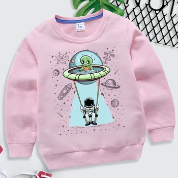 Мальчиков толстовки мультфильм чужеродных НЛО детская одежда для девочек Каваи космонавта толстовки весна осень дети мода пуловер топы