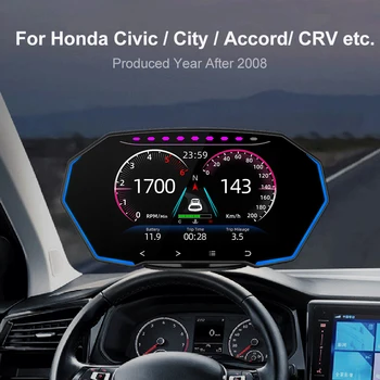 F11 HUD OBD2 Дисплей Автомобильный Датчик GPS Спидометр об/мин Измеритель Температуры Топлива, Воды/Масла Автомобильные Аксессуары для Honda Civic/City/CRV