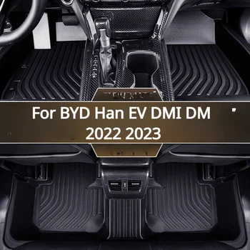 Для BYD Han EV DMI DM 2022 2023 автомобильный водонепроницаемый нескользящий коврик для пола TPE модифицированные автомобильные аксессуары, Полностью окруженные специальной подставкой для ног