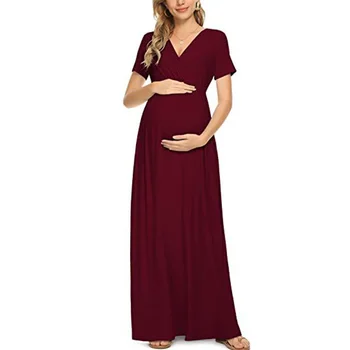 Женская одежда Платья для беременных с коротким рукавом в цветочек Вечернее Длинное платье для беременных Фотография Летняя одежда для беременных