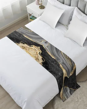 Текстура черного мрамора, мягкая дорожка для кровати, домашний декор для гостиничного стола, Флаг для кровати, Свадебная спальня, полотенце для хвоста кровати