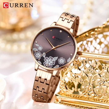 CURREN Light Роскошные Женские часы-браслет со стразами, высококачественные водонепроницаемые светящиеся кварцевые наручные часы, Модный подарок для девочек