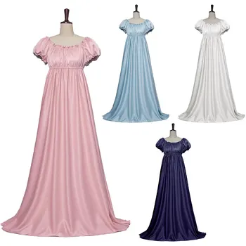 Синее платье Викторианское маскарадное платье Бальное платье эпохи Регентства Винтажное платье с высокой талией Косплей костюм Женское платье для взрослых