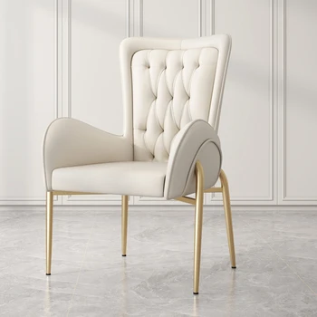 Металлические Красивые Обеденные стулья Современный Роскошный Туалетный столик Дизайнерское Скандинавское кресло Кожаные шезлонги для гостиной Мебель Salle Manger