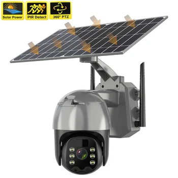 HD 3-мегапиксельная беспроводная камера WiFi 4G с питанием от солнечной панели Наружная камера видеонаблюдения CCTV 360 PTZ IP-камеры для умного дома