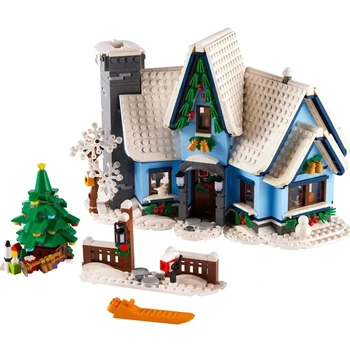 1445 шт., набор строительных блоков Santas Visit 10293, Подарки для детей, Зимняя Железнодорожная станция, Рождественский подарок, Кирпичи, Игрушки для детей