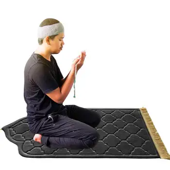 Молитвенный коврик для мусульман в Рамадан Фланелевый ковер Для поклонения На коленях, ковры для пола с тиснением, Нескользящий мягкий портативный дорожный молитвенный коврик