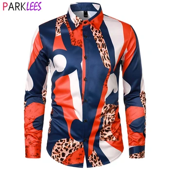 Мужская стильная Леопардовая африканская рубашка Patchwrok 2023, Фирменная Новинка, мужская рубашка на пуговицах с длинным рукавом, роскошные мужские Дашики с принтом