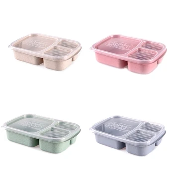 Bento Box Ланч-бокс Герметичные контейнеры для ланча из пшеничной соломы, коробки для бенто и можно мыть в посудомоечной машине для взрослых и детей