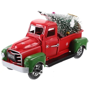 Рождественский настольный грузовик с орнаментом, рождественские принадлежности, подарочный декор для стола, металлическая ретро модель, украшение для вечеринки