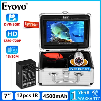 Камера для подледной рыбалки Eyoyo Подводный Портативный 7-дюймовый монитор для видеозаписи Эхолот Камера 720P 12 ИК-ламп 1024x600 IPS Экран
