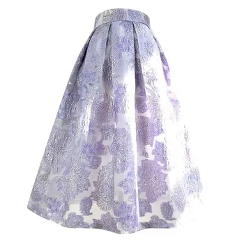 2024 Весенне-летняя Женская одежда Корейская мода Сказочный Синий Золотой пион С цветочной вышивкой, длинная юбка из пышного тюля с высокой талией,