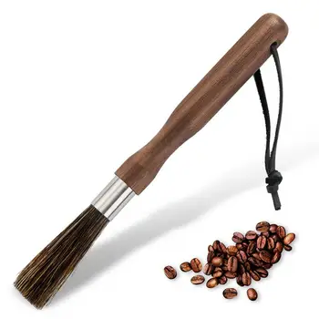 Щетка для кофемашины с длинной ручкой, деревянная щетка для кофемолки, практичная щетка для чистки из плотной щетины для кофейни