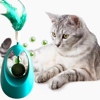 Интерактивные игрушки для кошек, забавная имитация Котенка, шарик для облизывания кошачьей мяты, игрушка-неваляшка из перьев, Жевательный неваляшка, принадлежности для домашних кошек