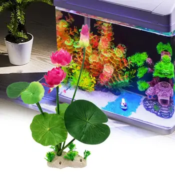 Аквариумные искусственные растения-лотосы, украшения для аквариумов, украшения из водной травы, экологически чистые реалистичные водные цветы