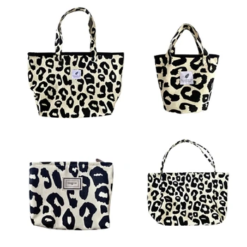 Модная женская сумка, холщовая сумка через плечо с леопардовым принтом, сумки-ведра, клатчи, сумки-тоут, повседневные тканевые сумки подмышками
