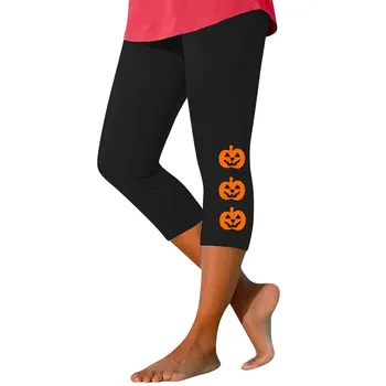 Женские повседневные модные узкие спортивные штаны для йоги с принтом тыквы на Хэллоуин