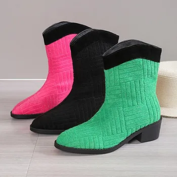 2023 женские осенне-зимние новые ботинки Martin модный комплект, полотенце для ног, ткань, подходящие по цвету короткие сапоги, женские повседневные ботинки