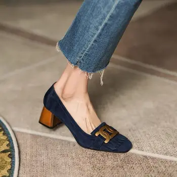Женская обувь в стиле ретро 2023 года, туфли на тонком золотом каблуке, сексуальные босоножки-лодочки в классическом стиле, женские босоножки с квадратным носком и кисточками, Новейшая шнуровка