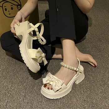 Сандалии Женская обувь 2023 Летняя мода Женские туфли на высоком каблуке Женская мода обувь на платформе большого размера 41 42 43