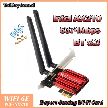 WIFI 6E Bluetooth 5,3 Intel AX210 PCIE Wifi Адаптер 5374 Мбит/с Трехдиапазонный Беспроводной WiFi 6 Сетевая карта Windows 10 11 для ПК