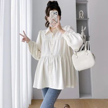 E54033 # Блузка для беременных Корейская мода Свободный Дизайн в стиле пэчворк Женские топы Новое поступление Топ для беременных