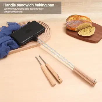 Сковорода для сэндвичей Газовые плиты Сковорода для сэндвичей Портативная устройство для приготовления сэндвичей на костре из алюминиевого сплава с длинной ручкой для приготовления двойного пирога в горах