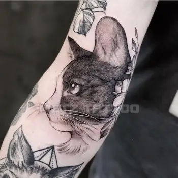 2023 Новые модные наклейки с татуировками, темный тренд, индивидуальность, черно-белые наклейки с рисунком кошки, водонепроницаемая стойкая временная татуировка