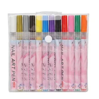 Набор ручек для рисования ногтей Портативными ручками для рисования своими руками, быстросохнущими, долговечными, 12 цветов, безопасными для абстрактных линий