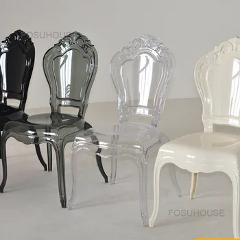 Европейский стиль Акриловые Обеденные стулья Ghost для отдыха Креативный Дизайнер Прозрачный обеденный стул Дворцовая Хрустальная Кухонная мебель