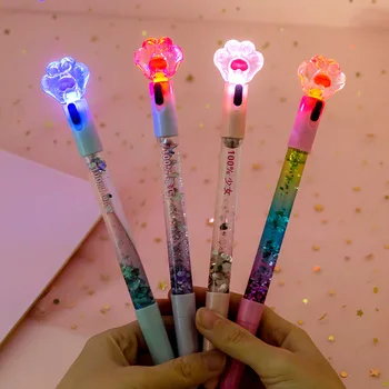 Креативная Милая гелевая ручка цвета Радуги, Волшебные ручки, Дрейфующий песок, Светодиодная лампа, блестящая хрустальная ручка для девочки, Подарочные канцелярские принадлежности